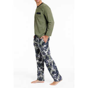 Haasis Bodywear Herren Pyjama lang Alloverprint, Bio Baumwolle, GOTS zertifiziert