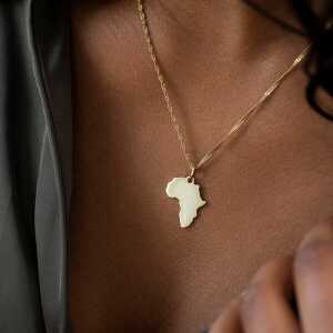 MOANINA Kette Afrika Kontinent • 14k Echtgold