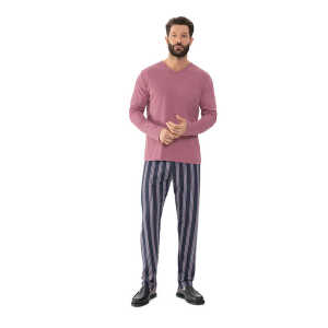 Mey Herren Schlafanzug Pyjama lang “Rose Stripe”