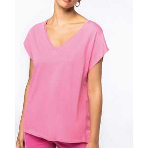 YTWOO Oversized Damen T-Shirt aus Bio-Baumwolle, V-Ausschnitt