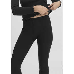 hessnatur Damen Leggings Fitted WARM TOUCH aus Bio-Schurwolle und TENCEL™ Lyocell – schwarz – Größe 34